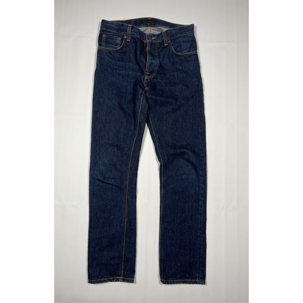 Nudie Jeans Dude Dan Jeans Mens 30x32 Blue Denim Button Fly Classic
